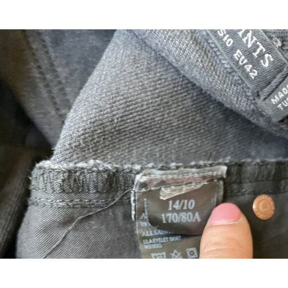 ALLSAINTS LILA EYELET BLACK WASHED DENIIM SKIRT M 10 - Picture 4 of 8